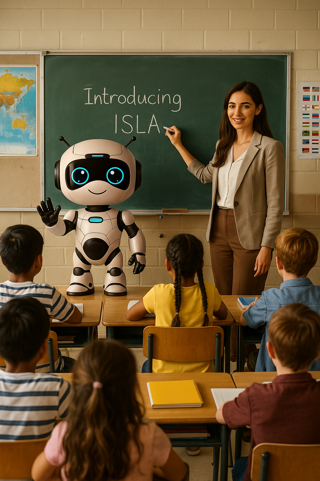 Teacher introducing ISLA to students in classroom